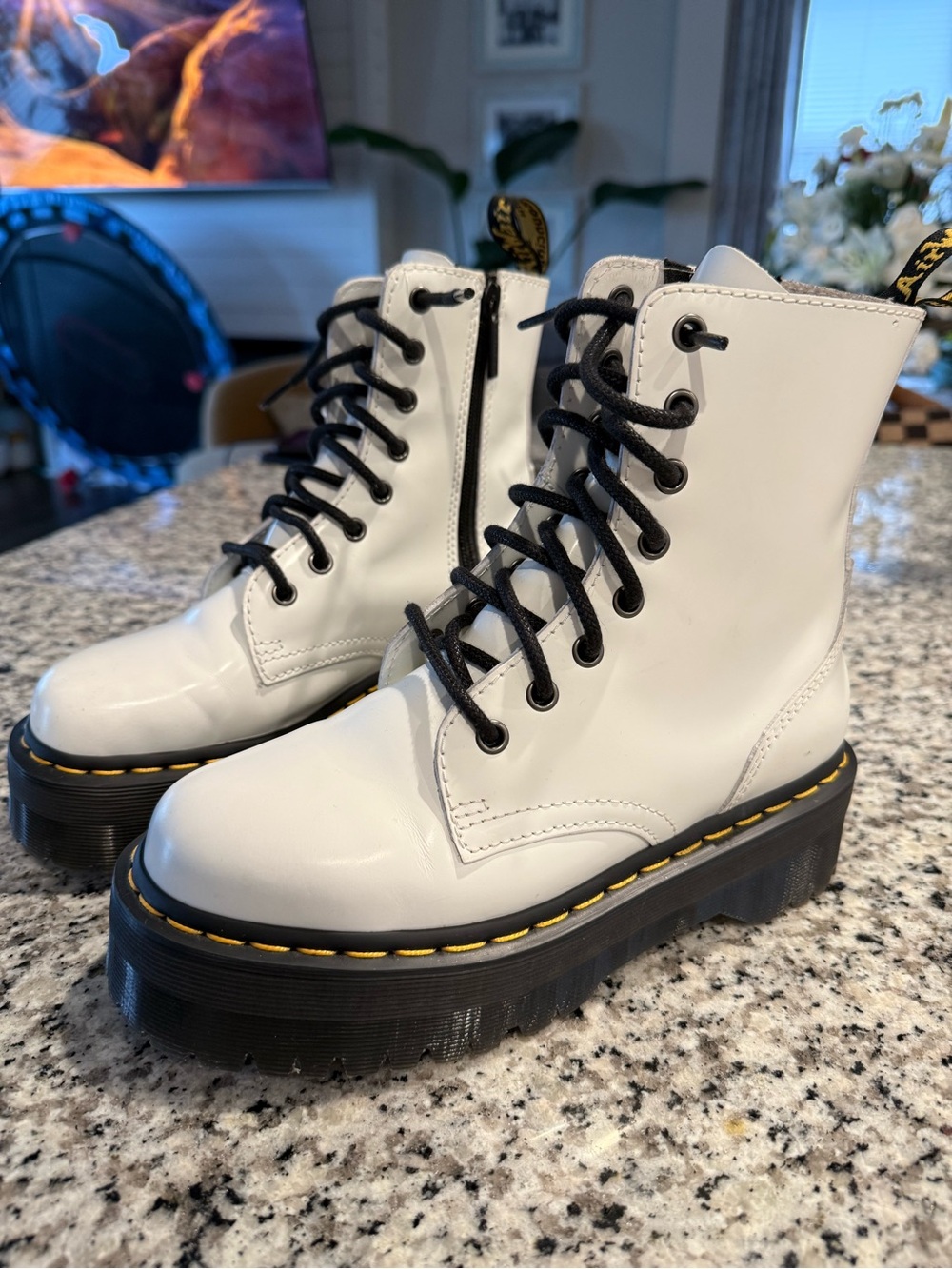 Dr. Martens white Lace-Up Platform Boots Size 7